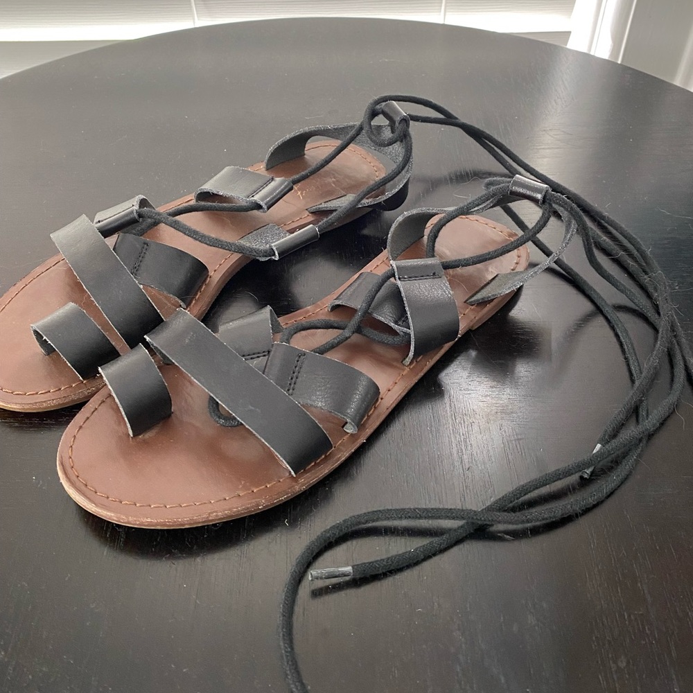 Free People Black lace up Sandals